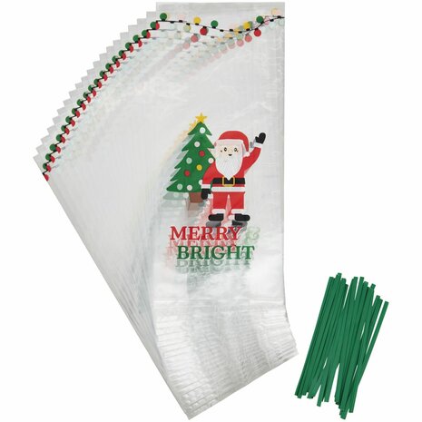 Wilton Traktatiezakjes Kerstman Merry & Bright pk/20