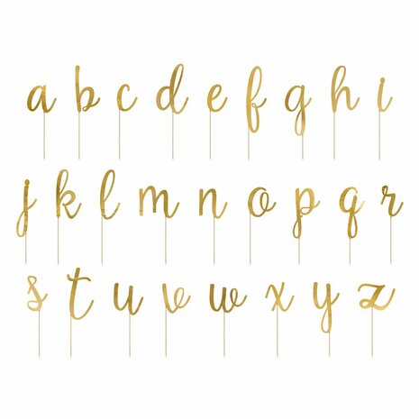 PartyDeco Cake Toppers Alfabet Goud pk/53
