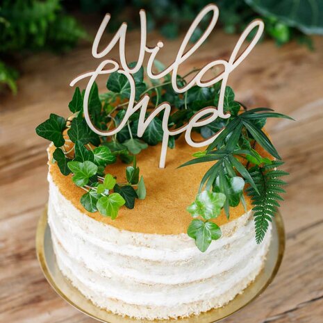 PartyDeco Wooden Cake Topper Wild One 22 cm