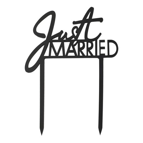 Ginger Ray Black Acrylic Just Married Cake Topper