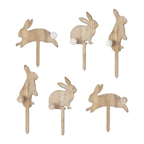 Ginger Ray Wooden Easter Bunny Cupcake Toppers