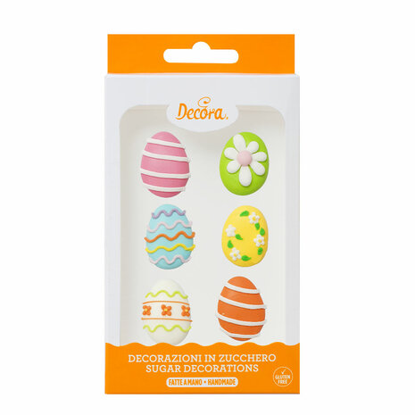 Decora Sugar Decorations Easter Eggs Pk/6