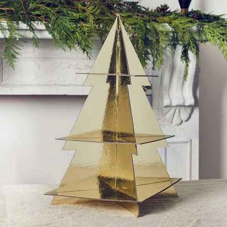 Hootyballoo Gold Christmas Tree Cake Stand 