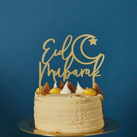 Hootyballoo Gold Eid Mubarak Acrylic Cake Topper