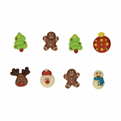 FunCakes Chocoladedecoraties Kleurrijke Kerstmis Set/8