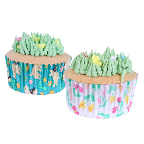 PME Paas Cupcake Vormpjes met Folievoering - Spring Meadow, 60 stuks