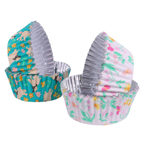 PME Paas Cupcake Vormpjes met Folievoering - Spring Meadow, 60 stuks