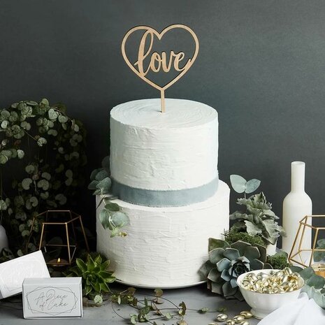 Hootyballoo Wooden Cake Topper Love