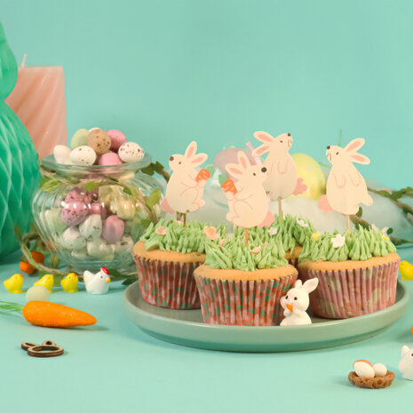 PME Paas Cupcake Vormpjes & Toppers Set van 48 - Konijntjes