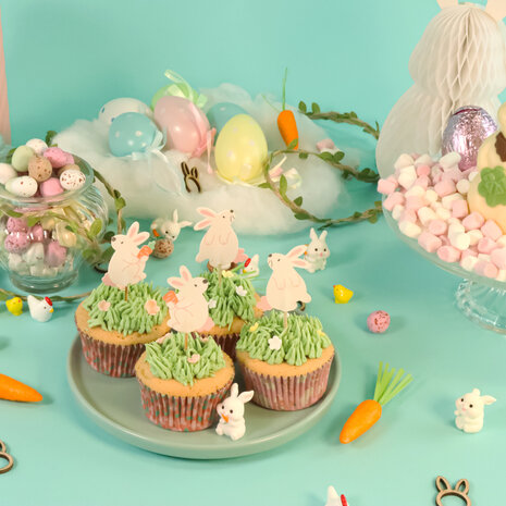 PME Paas Cupcake Vormpjes & Toppers Set van 48 - Konijntjes