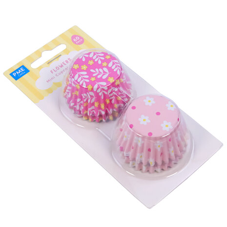 PME Mini Cupcake Vormpjes Bloemen met Folievoering - 60 stuks