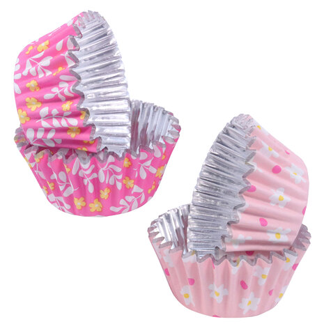 PME Mini Cupcake Vormpjes Bloemen met Folievoering - 60 stuks