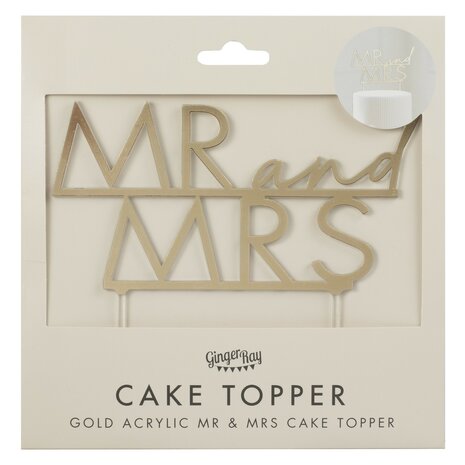 Ginger Ray Gold Acrylic Mr & Mrs Cake Topper