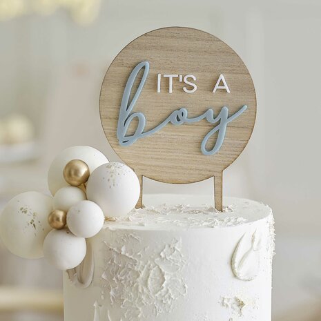 Ginger Ray It's a Boy Wooden Baby Shower Cake Topper