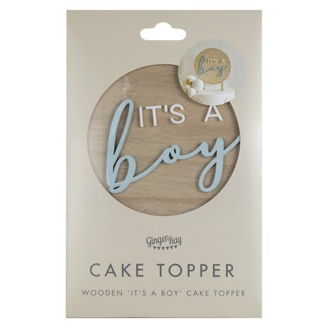 Ginger Ray It's a Boy Wooden Baby Shower Cake Topper