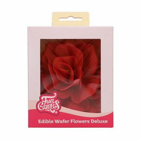 FunCakes Eetbare Papieren Bloemen Deluxe Rose Pastella Rood Groot pk/1