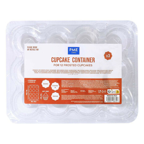 PME Set van 3 Plastic Cupcakehouders (12 holtes)