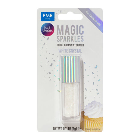 PME Magic Sprinkles, Eetbare Iriserende Glittervlokken – Wit Kristal (3g)