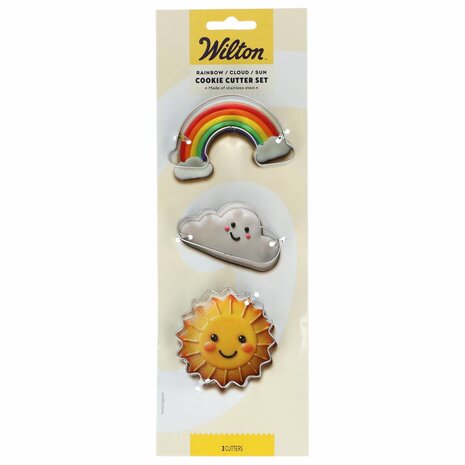 Wilton Koekjesuitsteker Regenboog - Wolk - Zon set/3