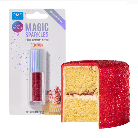 PME Magic Sprinkles, Eetbare Iriserende Glittervlokken – Robijnrood (3g)