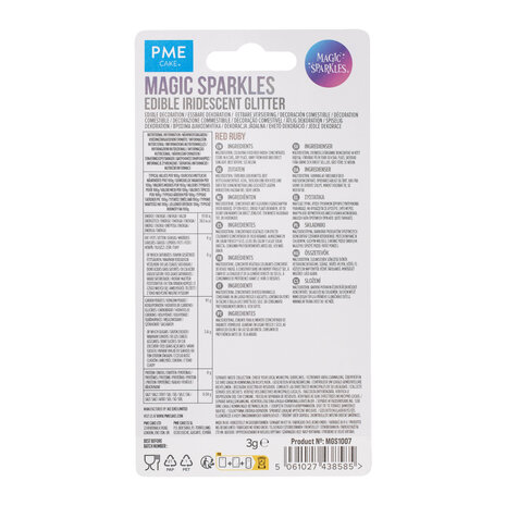 PME Magic Sprinkles, Eetbare Iriserende Glittervlokken – Robijnrood (3g)