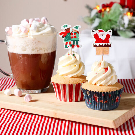 PME Kerst Cupcakevormpjes & Topper Set/24 - De Kerstman