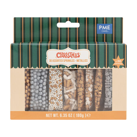 PME 30-pack assorti sprinkels – Metallic 180g