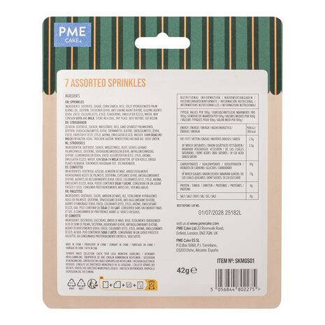 PME 7-pack assorti sprinkels – Metallic 42g