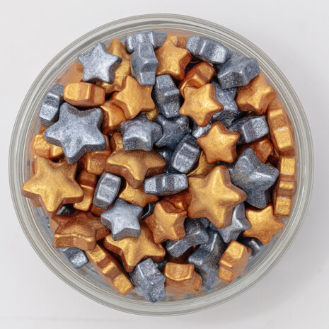 PME Kerstnovelty Sprinkle Charms - Gouden & Zilveren Sterren 25g