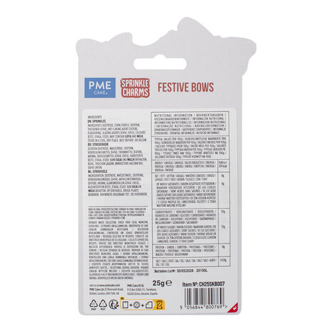 PME Kerstnovelty Sprinkle Charms - Feestelijke Strikken 25g