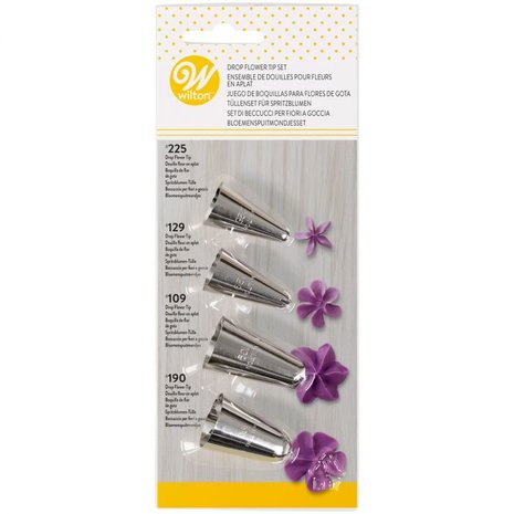 Wilton Decorating Tip Set Flowers #109, #129, #190, #225