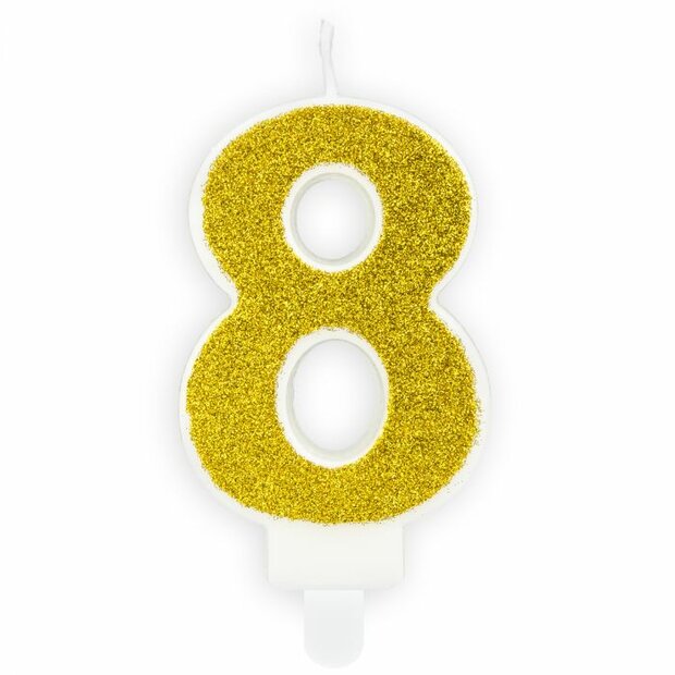 PartyDeco Gouden Verjaardag Kaars Nummer 8 