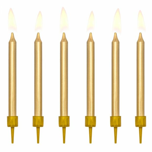 PartyDeco Verjaardag Kaarsen Goud 6cm pk/6