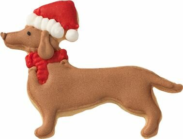 Birkmann Christmas Dachshund Koekjesuitsteker &ndash; Teckel met Kerstmuts 7 cm