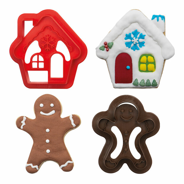 Decora Peperkoekmannetje &amp; Huis Koekjesuitsteker Set/2