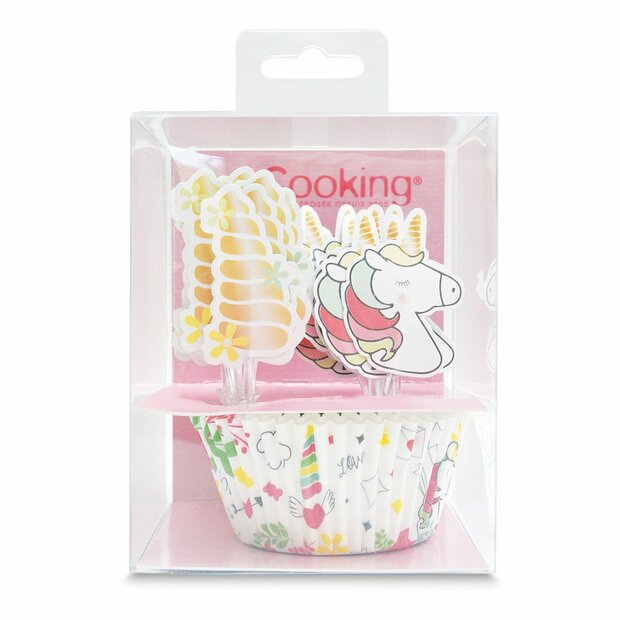 ScrapCooking Baking Cups &amp; Toppers Eenhoorn &ndash; Set van 24