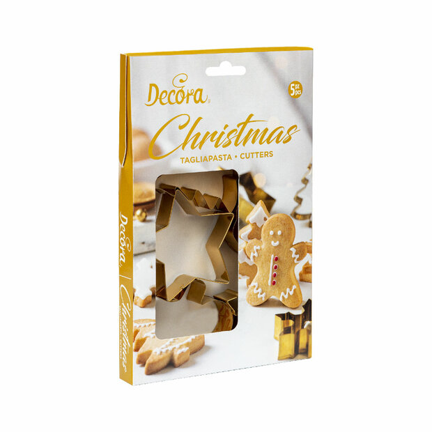 Decora Christmas Gouden Koekjesuitstekers Set/5