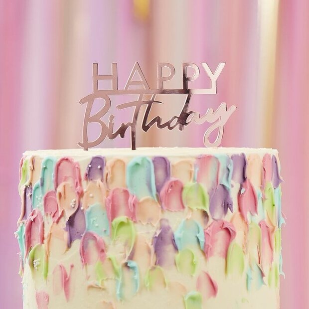 Ginger Ray Pink Acrylic Happy Birthday Cake Topper