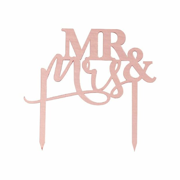 Ginger Ray Mr &amp; Mrs Rose Gold Acrylic Wedding Cake Topper