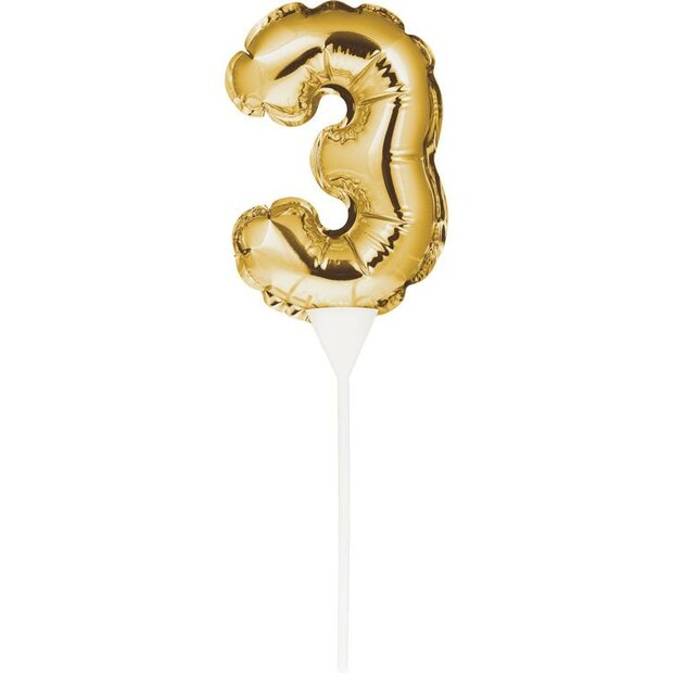 AH Mini Balloon Cake Topper Gold Number 3