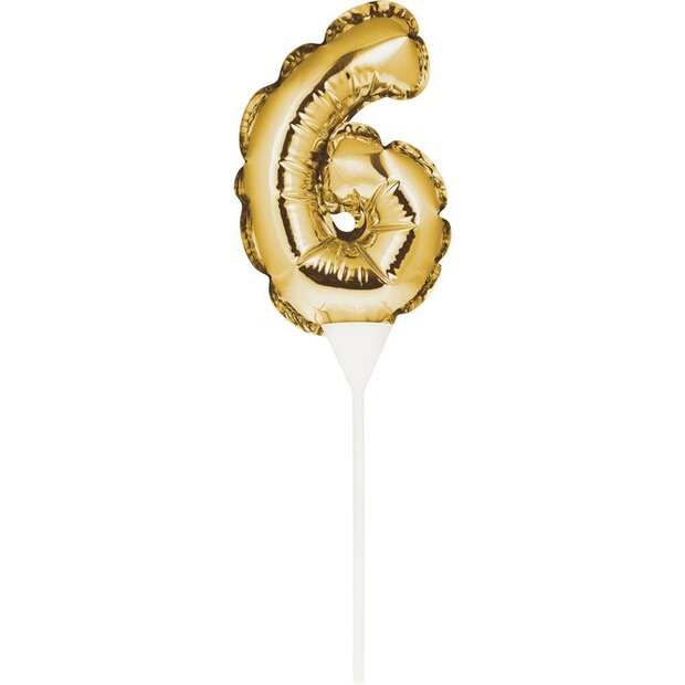 AH Mini Balloon Cake Topper Gold Number 6