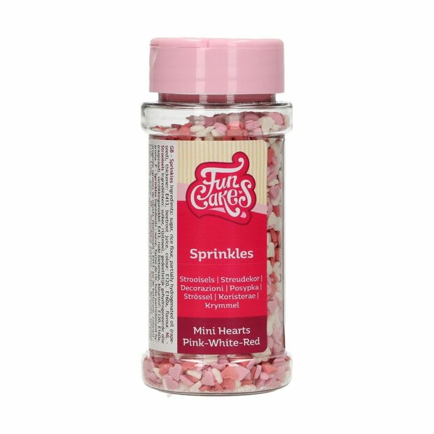 FunCakes Mini Hearts Sprinkle Pink White Red 60g
