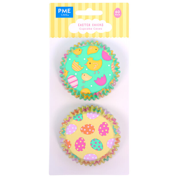 PME PaasCupcake Vormpjes met Folievoering - Paaskuikens - 60 stuks