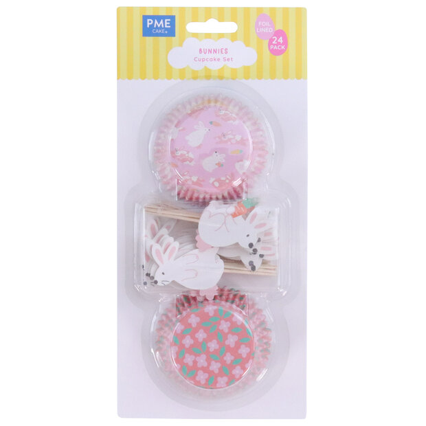 PME Paas Cupcake Vormpjes &amp; Toppers Set van 48 - Konijntjes