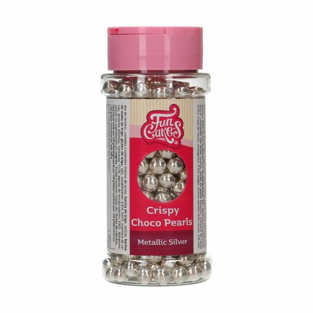 FunCakes Crispy Choco Pearls - Metallic Silver 60g 