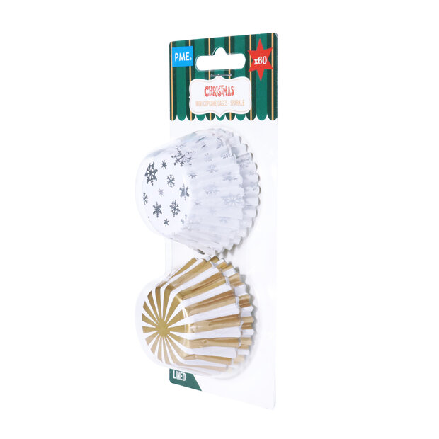 PME Kerst Mini Cupcakevormpjes met Folievoering &ndash; Sprankelend &ndash; 60 stuks