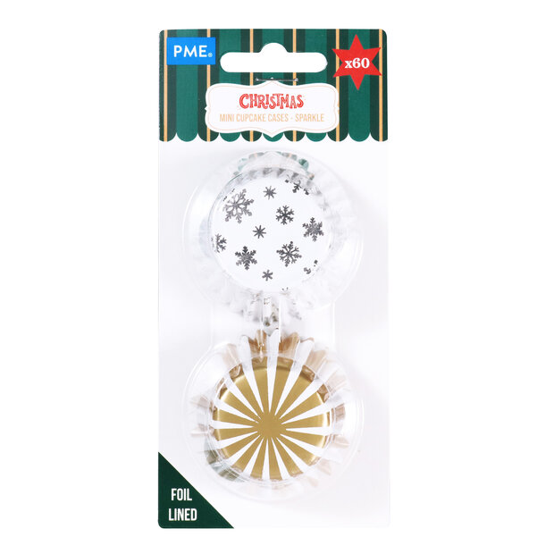 PME Kerst Mini Cupcakevormpjes met Folievoering &ndash; Sprankelend &ndash; 60 stuks