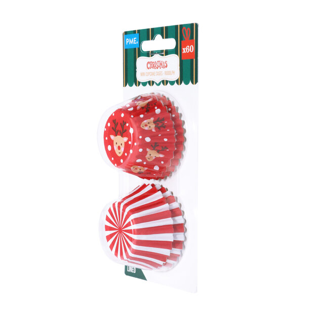 PME Kerst Mini Cupcakevormpjes met Folievoering &ndash; Rudolph &ndash; 60 stuks
