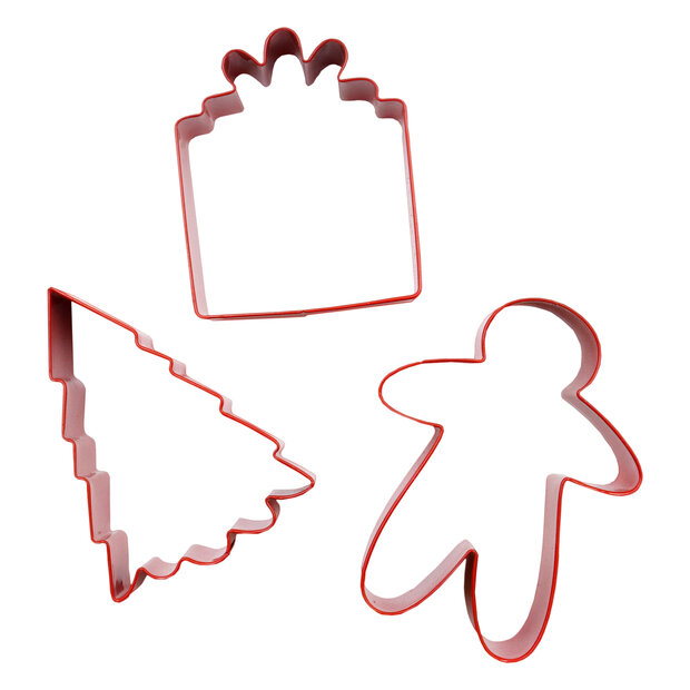 PME Kerst Koekjesuitstekers Kerstboom, Cadeautje &amp; Gingerbread Man &ndash; Set/3