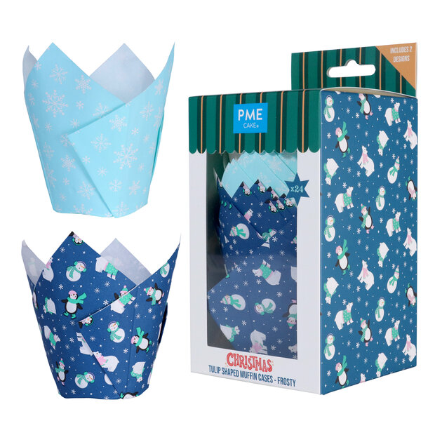 PME Kerst Tulpmuffinvormpjes &ndash; Frosty &ndash; 24 stuks